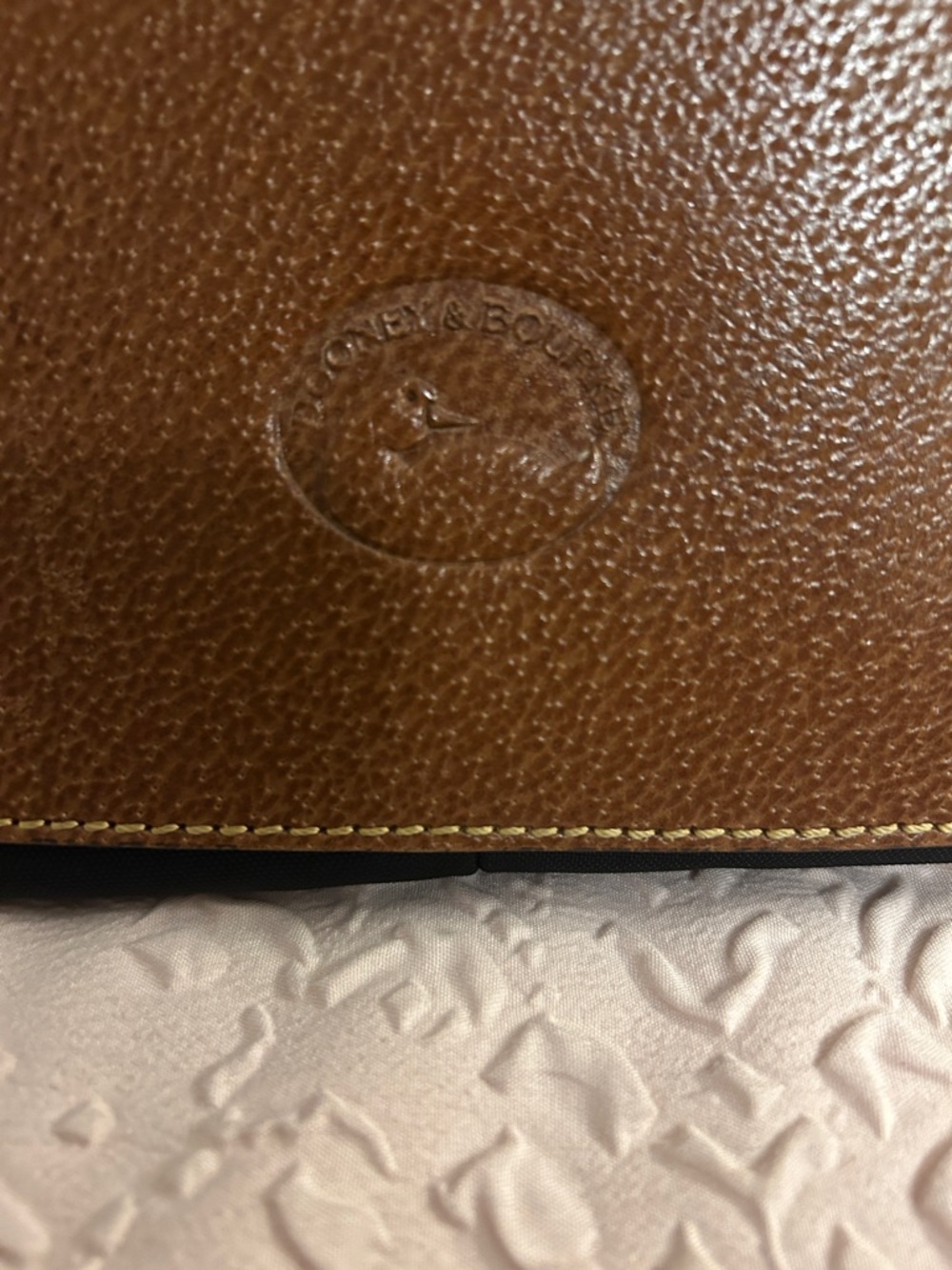Dooney & Bourke Black Tote Bag with Brown Leather Flap and Handles - Picture 3 of 10
